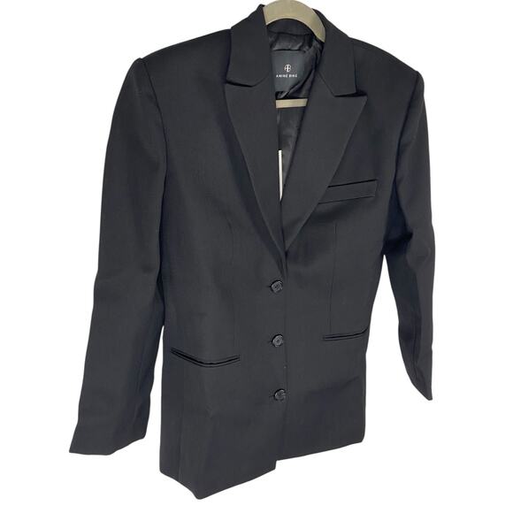 Anine Bing Declan Blazer Jacket Single Breasted Wool Blend Career Black Size XS - Picture 4 of 10